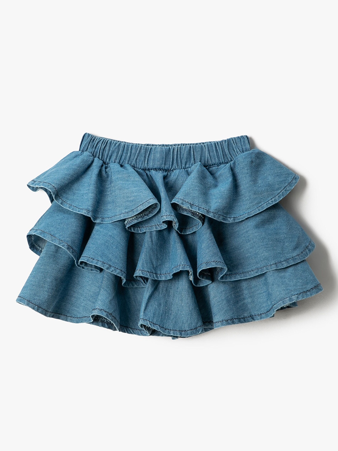 

Koton Girls Layered Detailed Cotton Tiered Mini Skirt, Blue