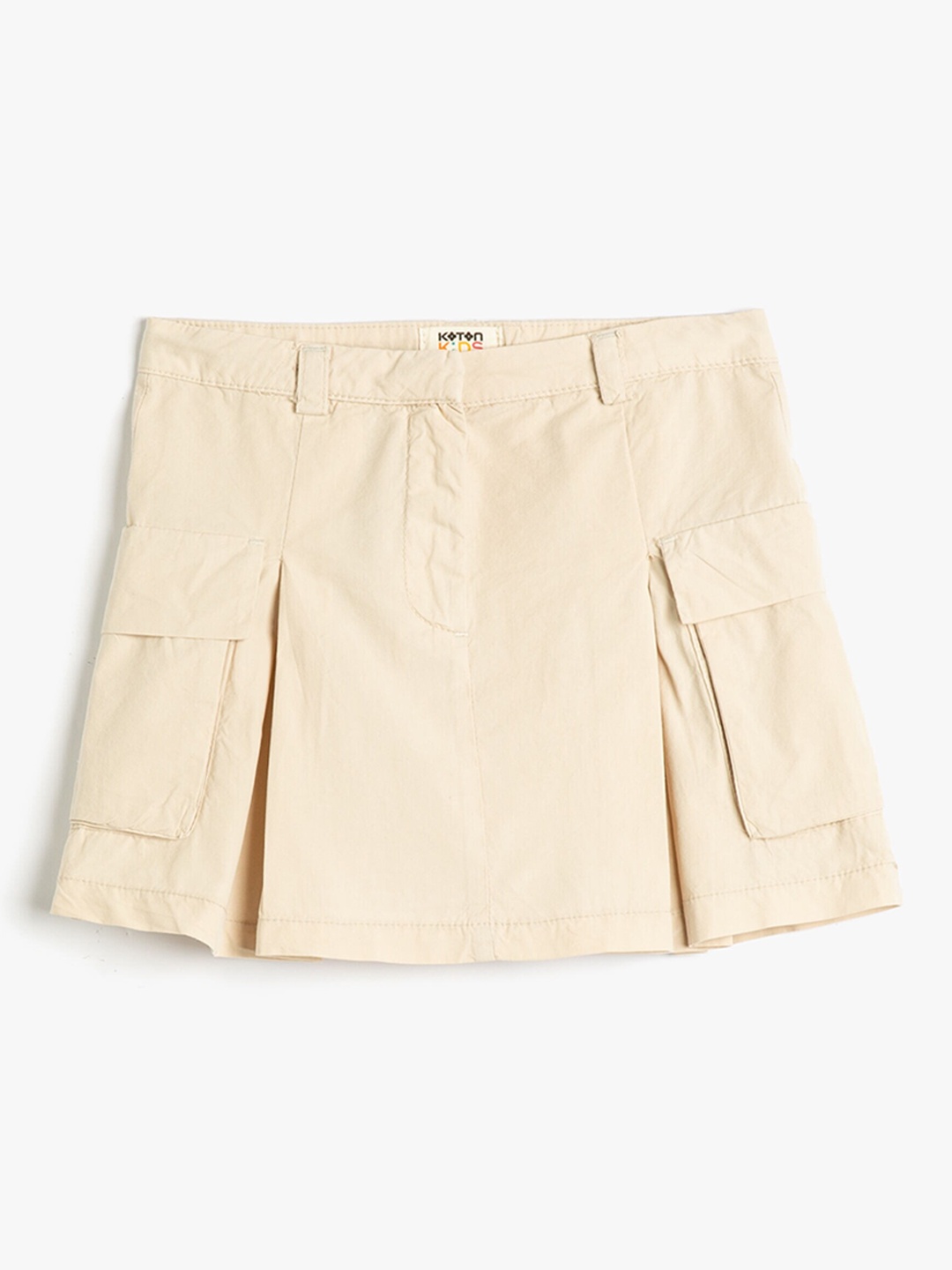 

Koton Girls Pocket Detailing Cotton A-Line Mini Skirt, Beige