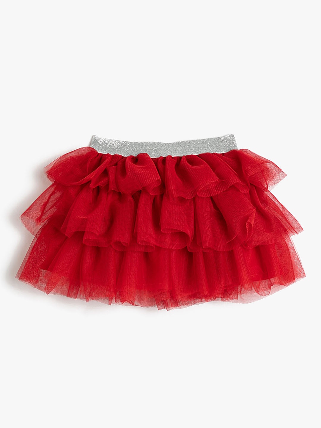 

Koton Girls Tiered Mini Flared Skirt, Red