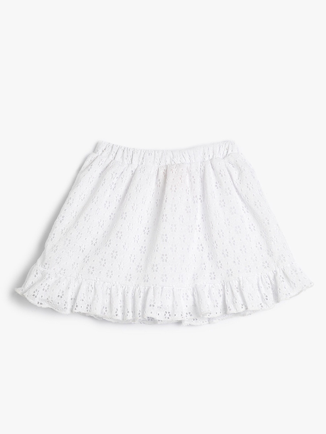 

Koton Girls Floral Schiffli Flared Skirt, White