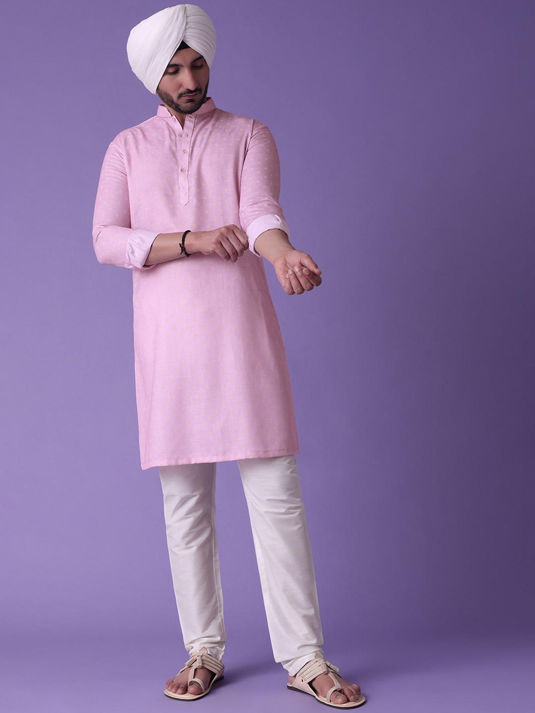 

KALKI Fashion Ethnic Motifs Printed Regular Kurta With Churidar, Pink