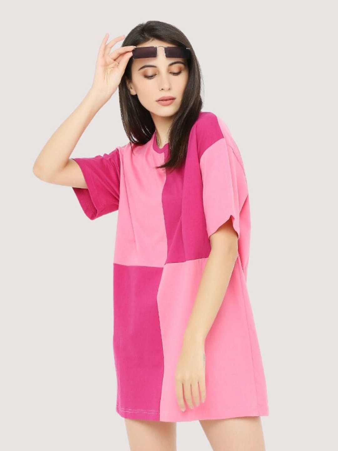 

BLANCD Colourblocked Cotton T-shirt Dress, Pink