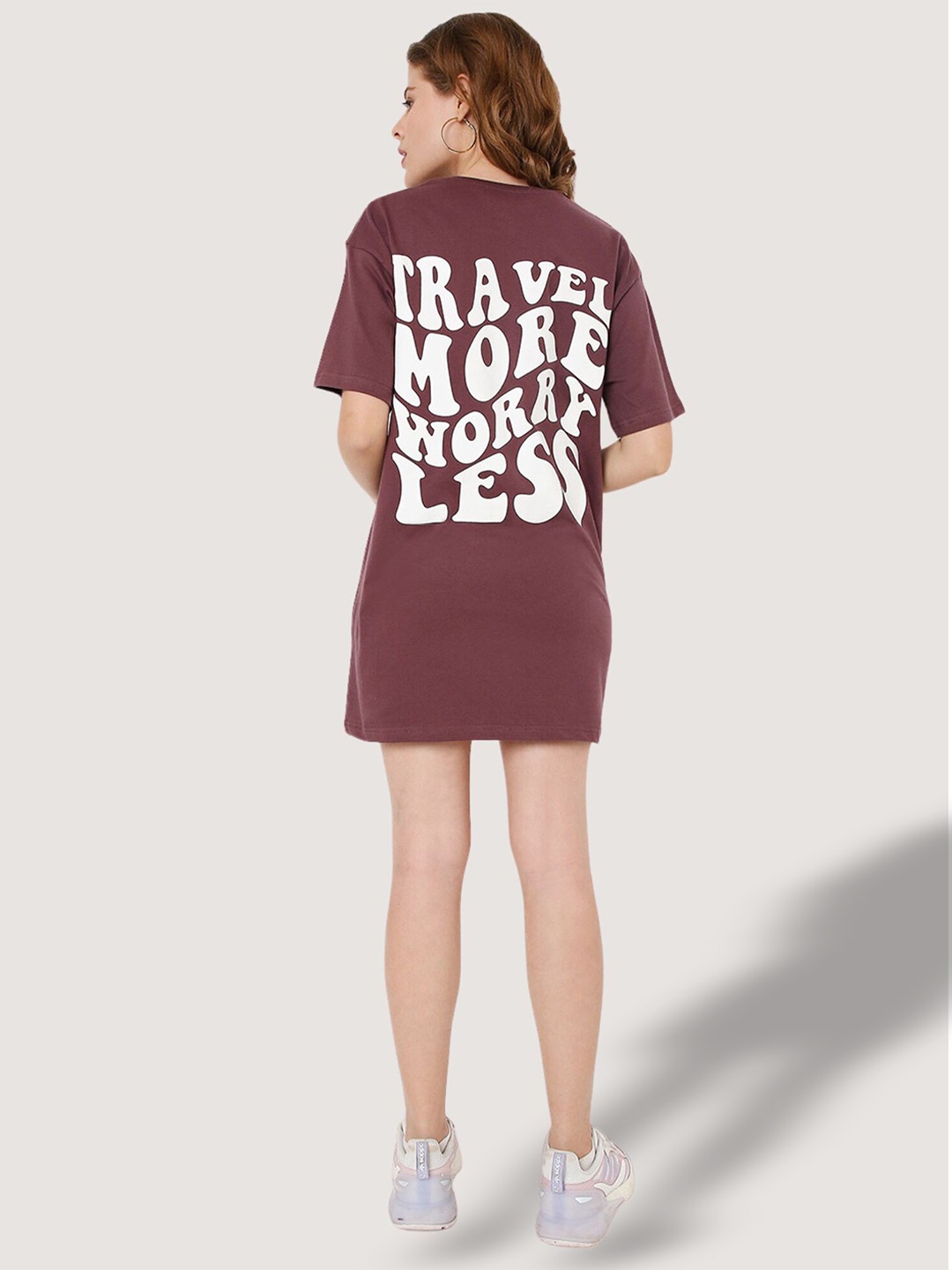 

BLANCD Typography Printed Cotton T-shirt Dress, Coffee brown