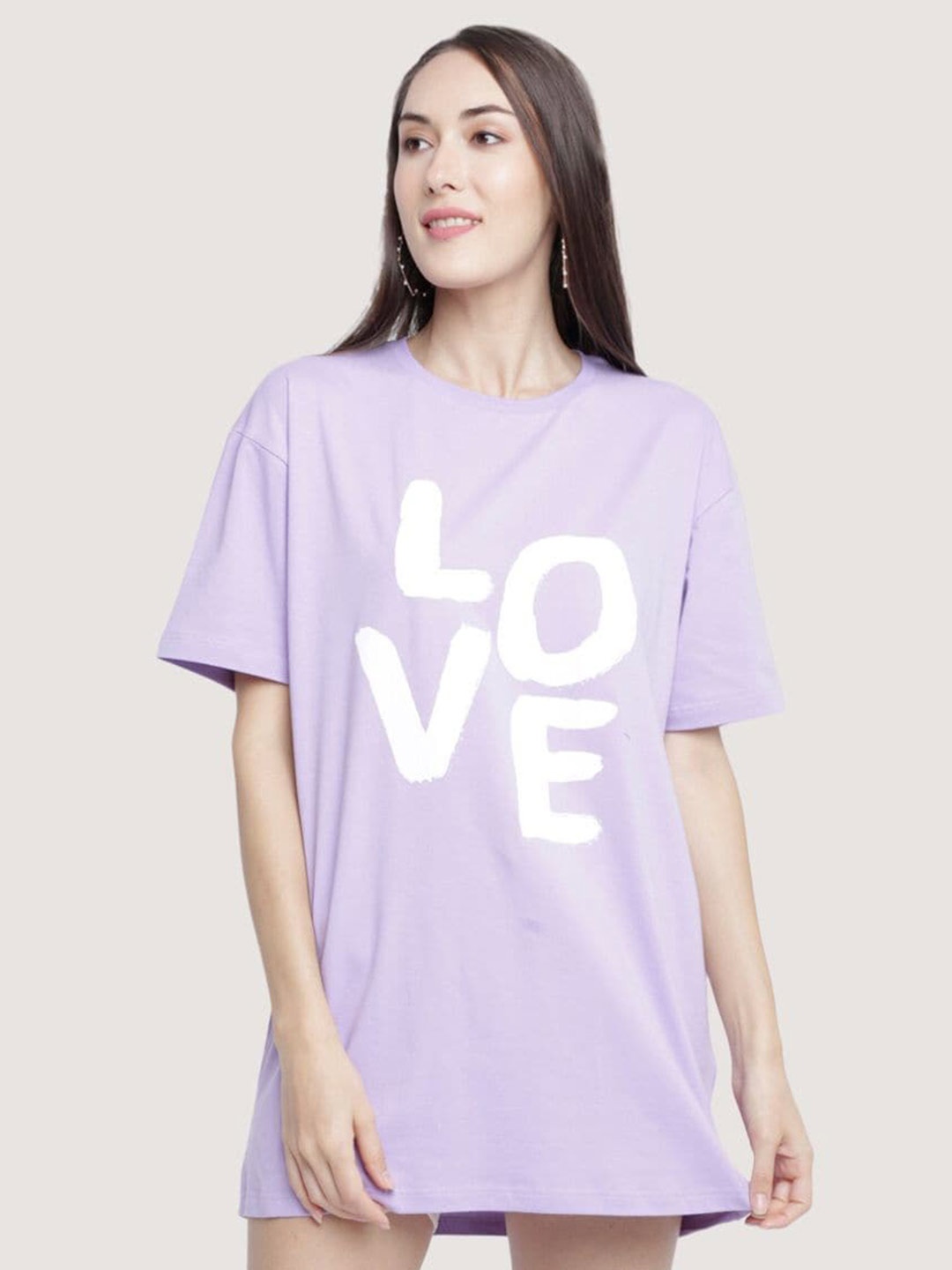 

BLANCD Typography Printed Cotton Mini T-shirt Dress, Lavender