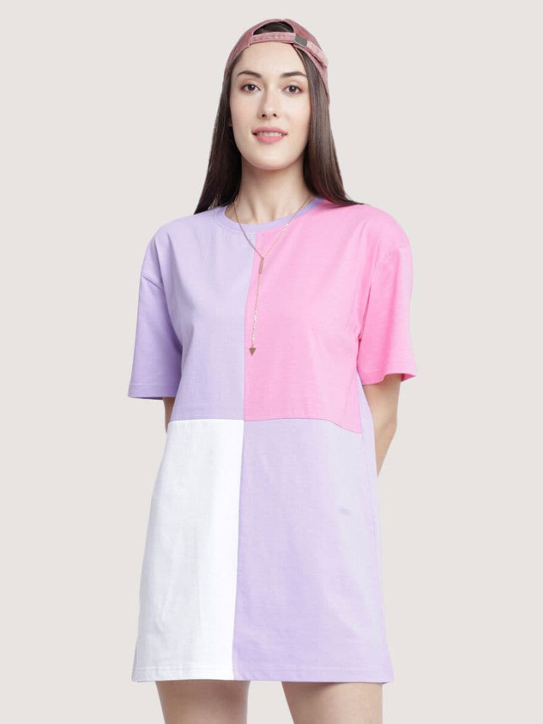 

BLANCD Colourblocked Cotton Mini T-shirt Dress, Pink