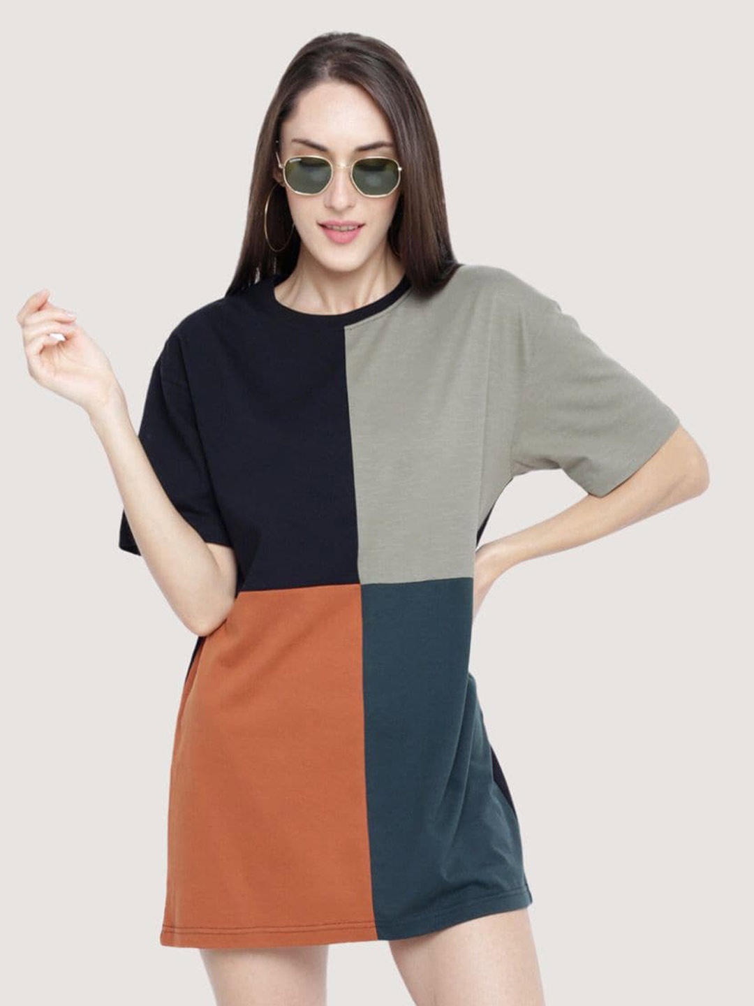 

BLANCD Colourblocked Pure Cotton T-shirt Dress, Black