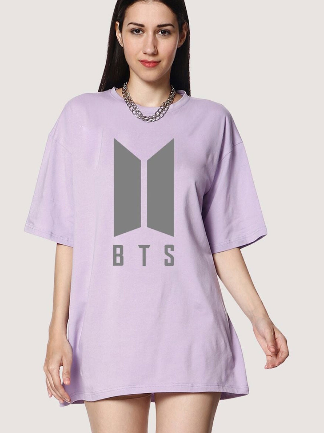 

BLANCD Graphic Printed Cotton Mini T-shirt Dress, Lavender