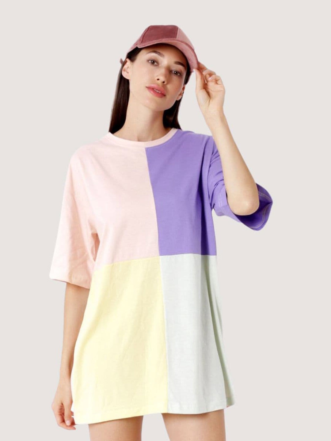 

BLANCD Colourblocked Bio Finish Cotton T-shirt Dress, Peach