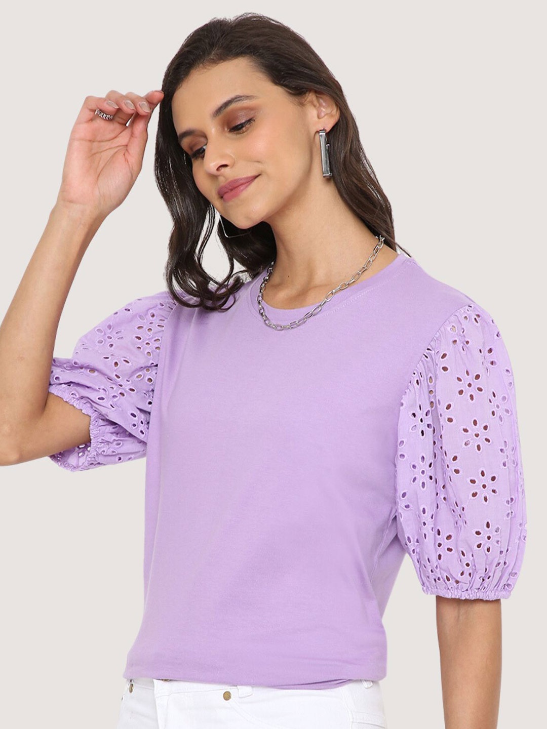 

BLANCD Women Lavender & soap V-Neck Bio Finish Pockets T-shirt