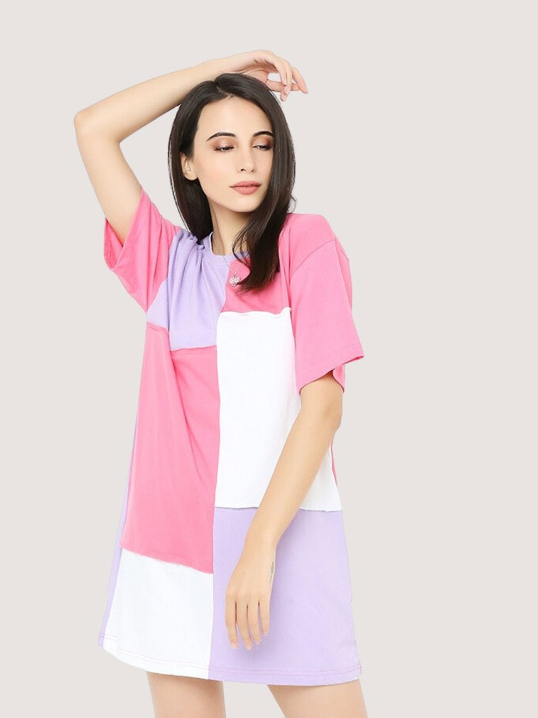 

BLANCD Colourblocked Mini Cotton T-shirt Dress, Pink