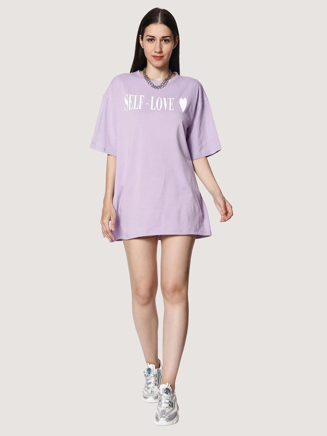 

BLANCD Typography Printed Mini T-Shirt Dress, Lavender