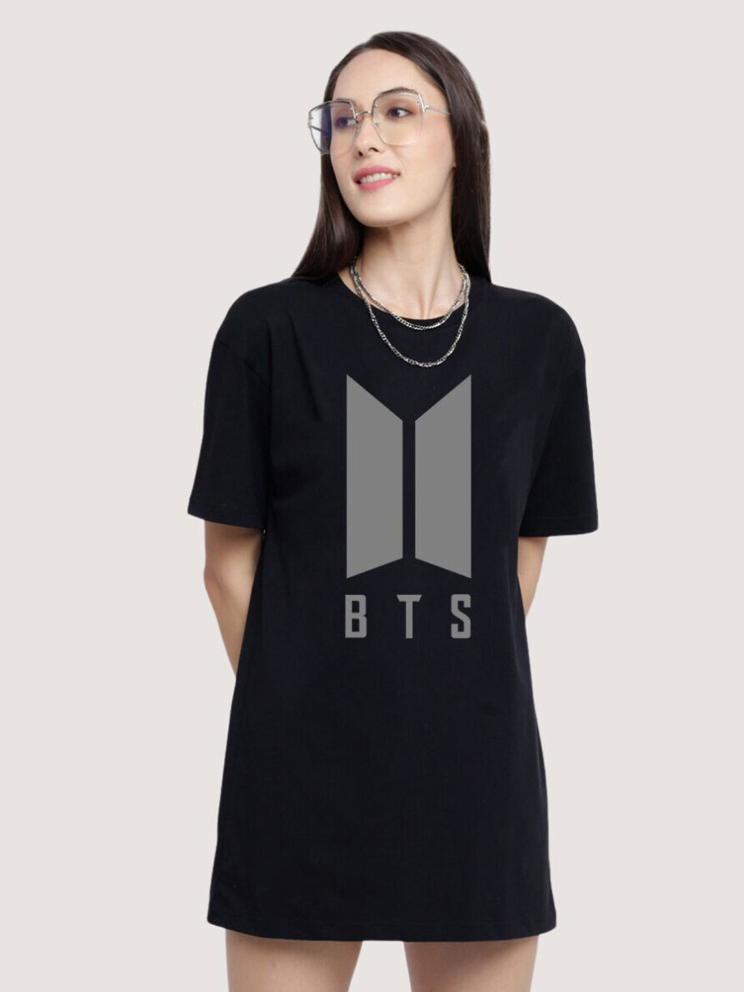 

BLANCD Graphic Printed Cotton T-shirt Mini Dress, Black