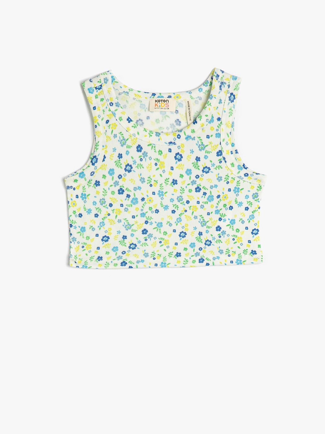

Koton Girls Green Floral Printed Sleeveless Crop Top