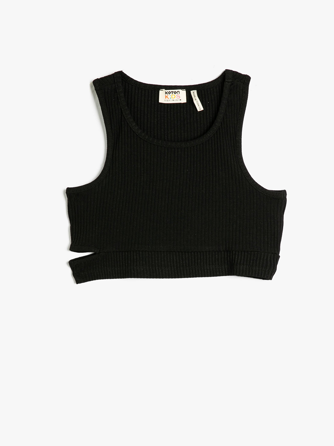 

Koton Girls Black Round Neck Cut Outs Crop Top