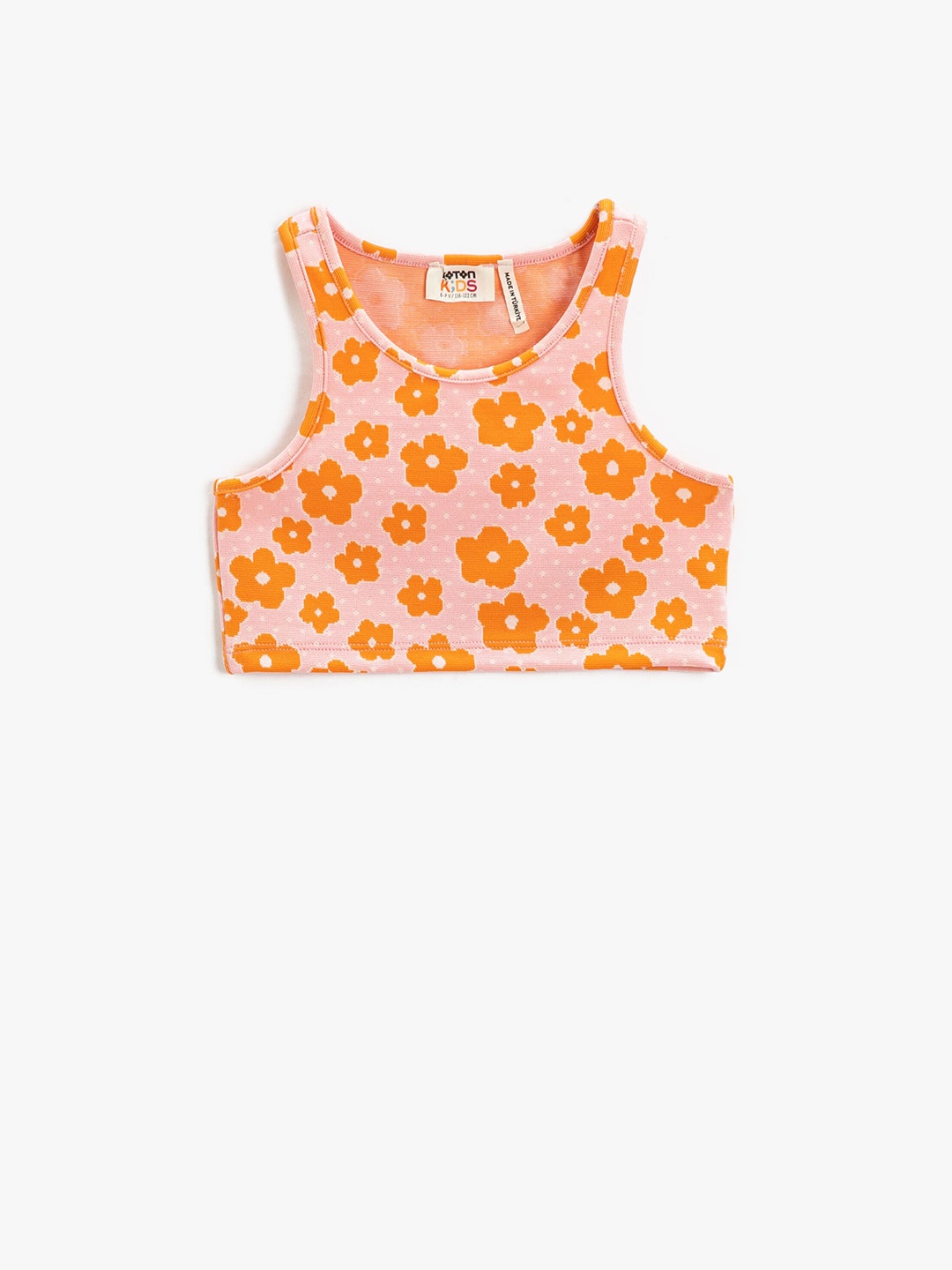 

Koton Girls Pink & Orange Floral Printed Crop Top