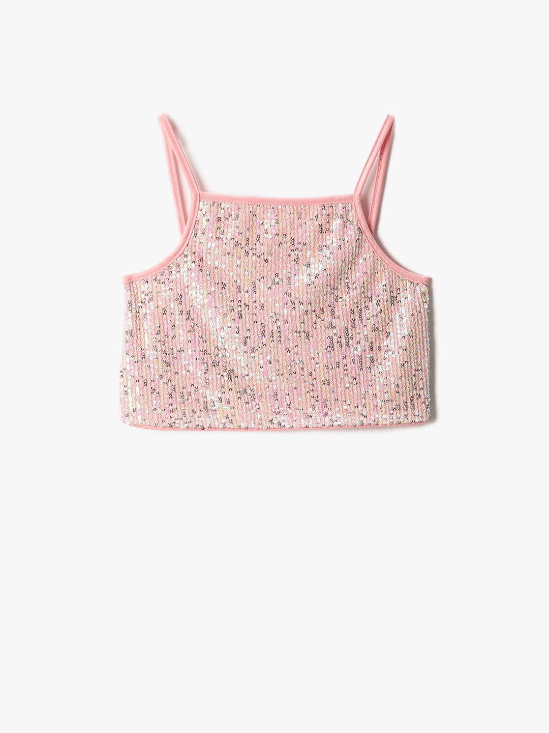 

Koton Girls Pink Embellished Sequinned Crop Top