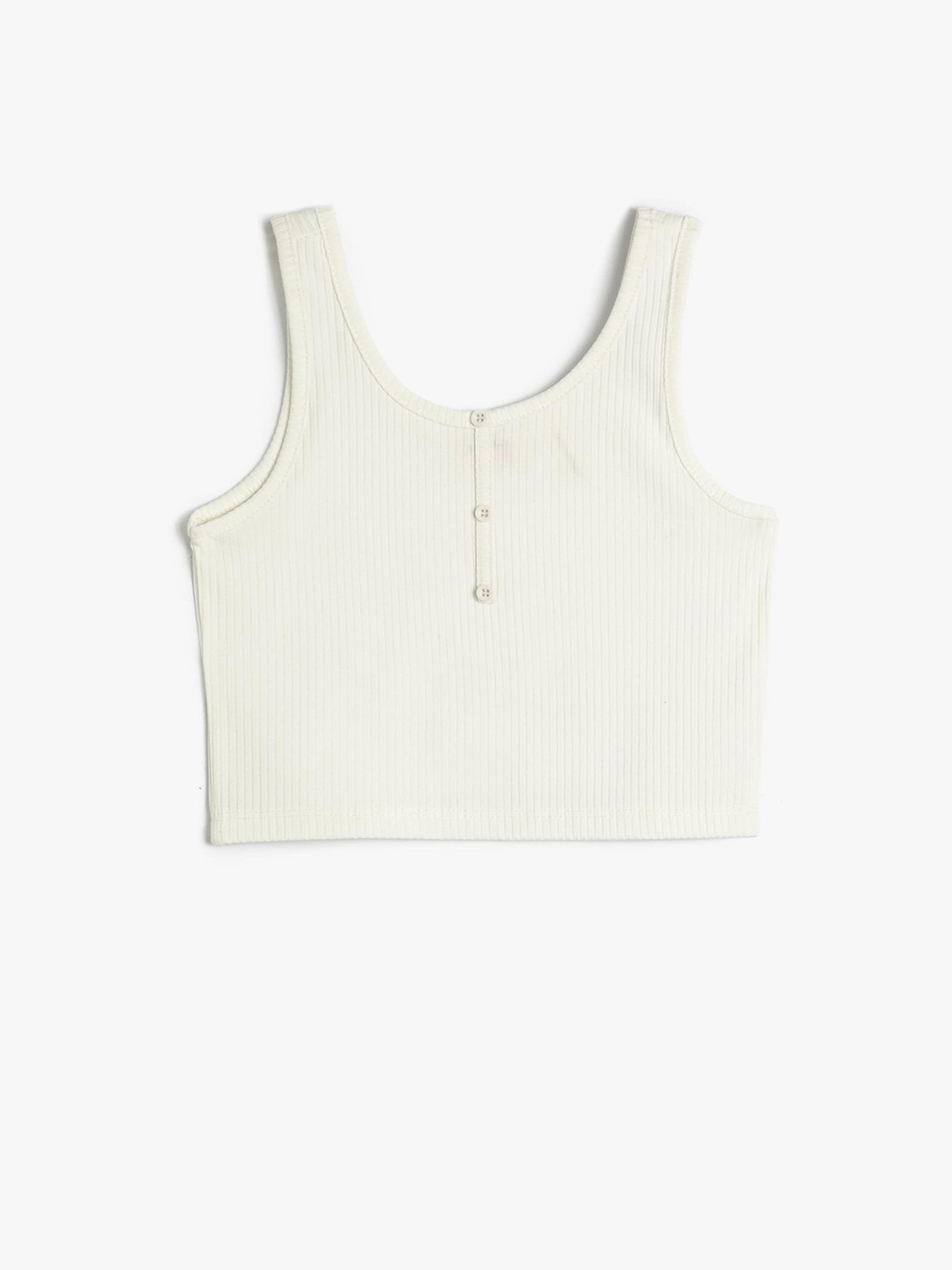 

Koton Girls White Ribbed Scoop Neck Crop Top