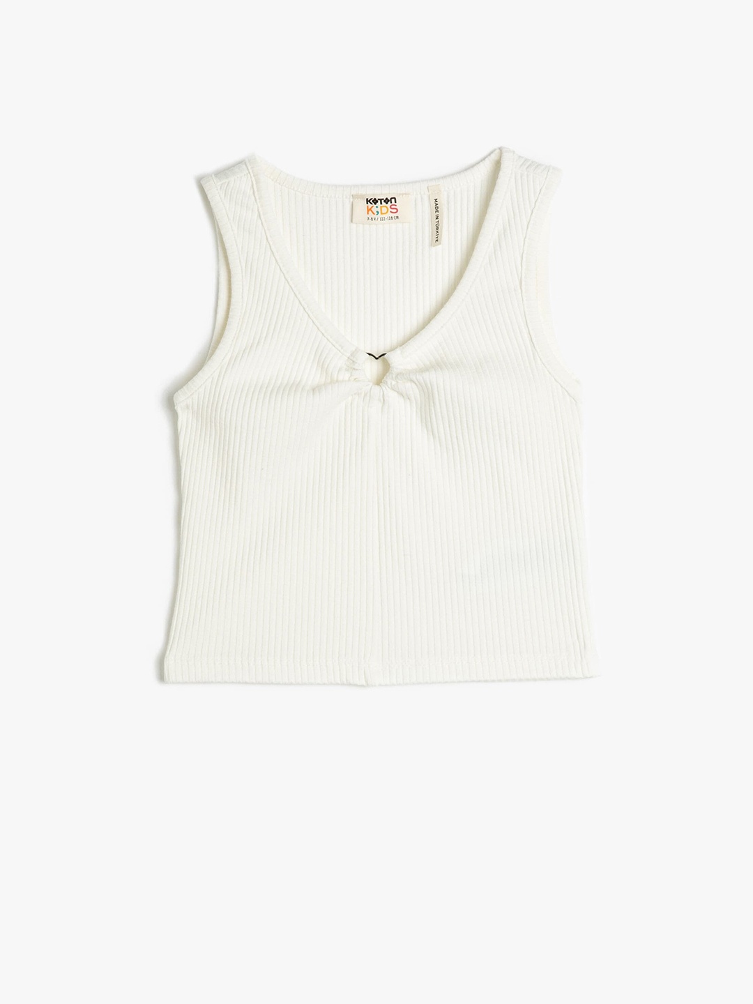

Koton Girls White Ribbed Cut Outs Top