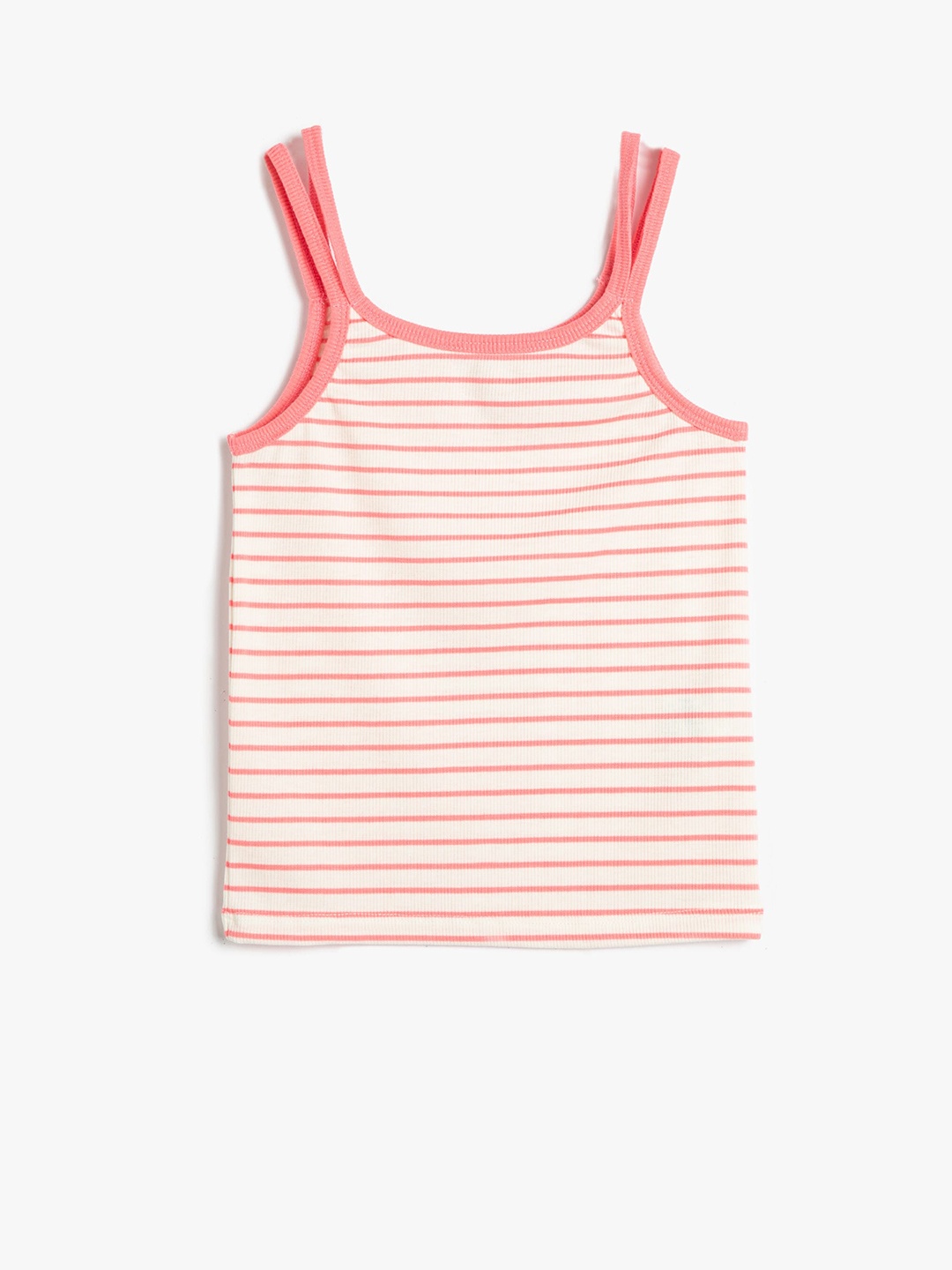 

Koton Girls Horizontal Striped Shoulder Straps Crop Tank Top, Rose