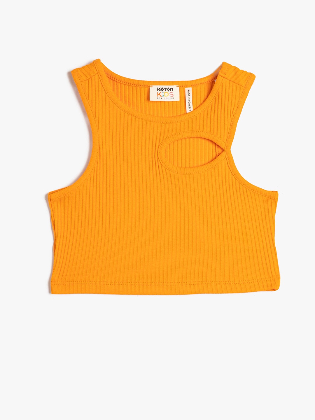 

Koton Girls Cut Out Ribbed Crop Top, Orange