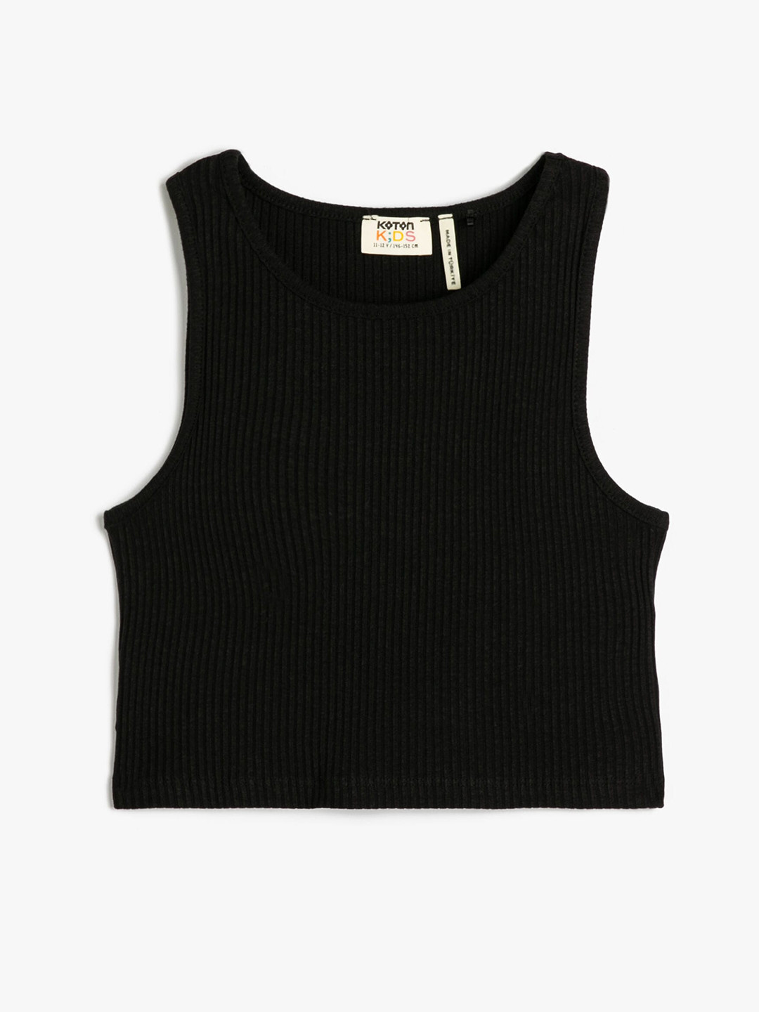 

Koton Girls Ribbed Crop Tank Top, Black