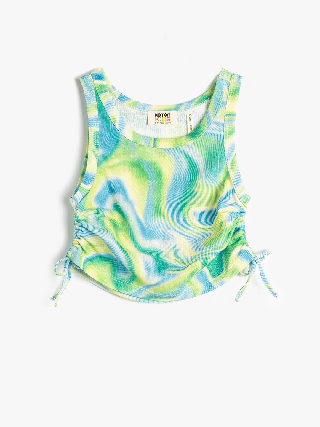 

Koton Girls Abstract Printed Ruched Crop Top, Green