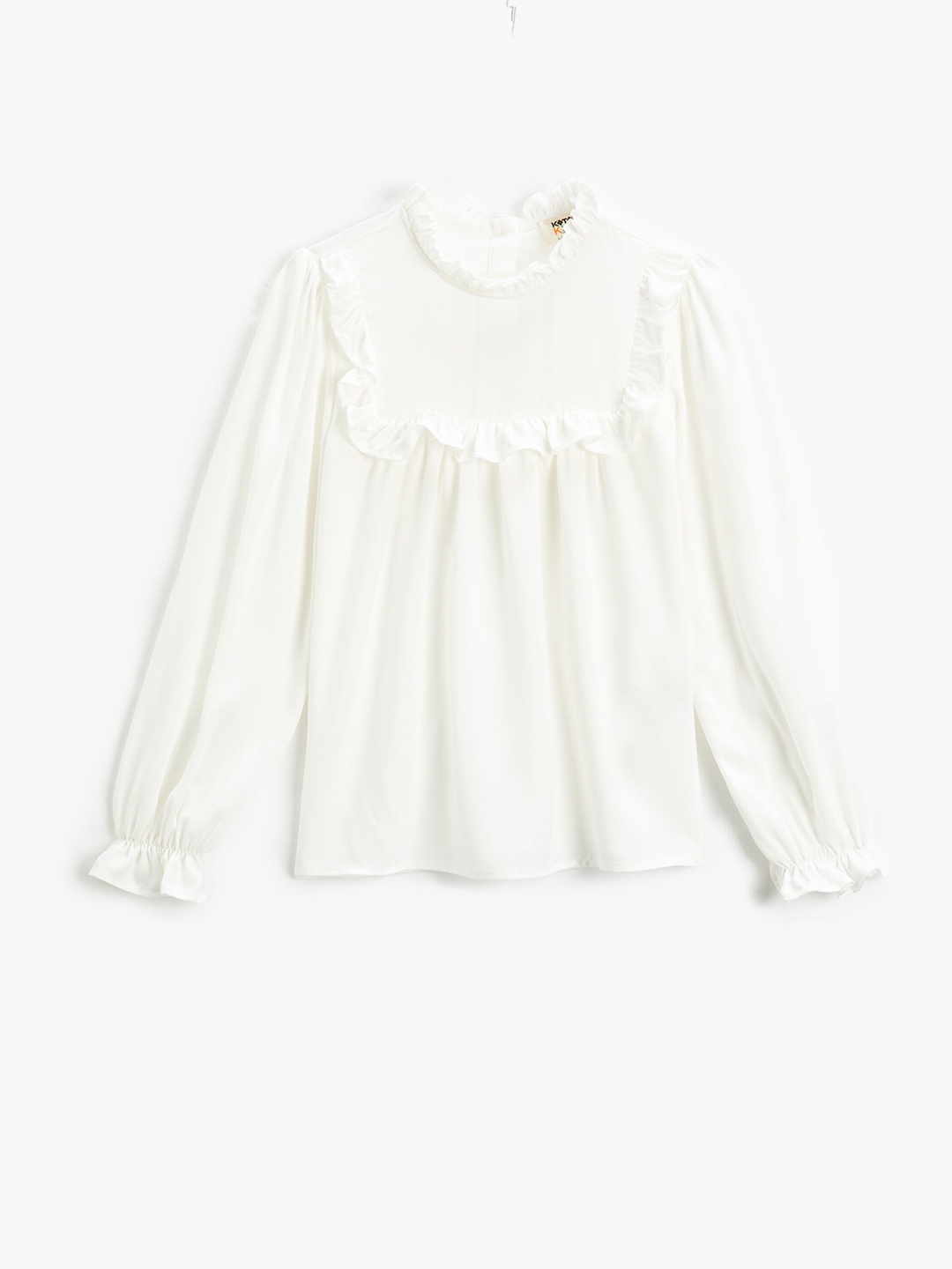 

Koton Girls High Neck Puff Sleeve Top, White