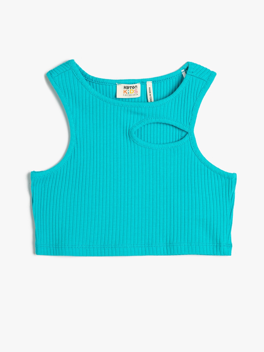 

Koton Girls Round Neck Top, Turquoise blue