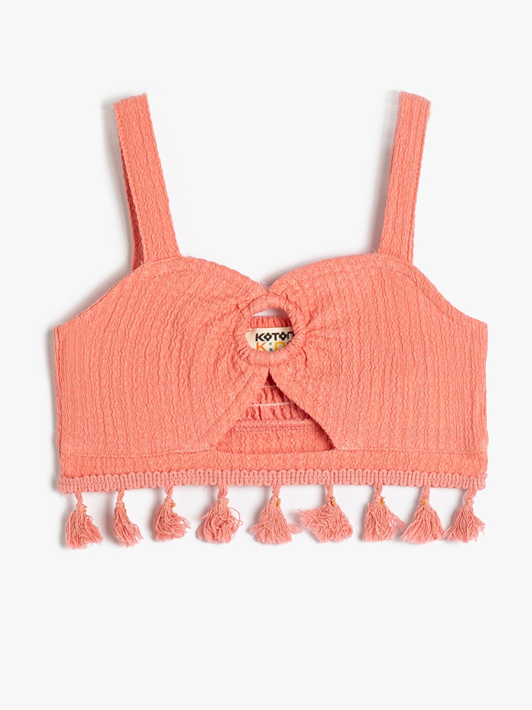 

Koton Girls Shoulder Strap Bralette Crop Top, Pink