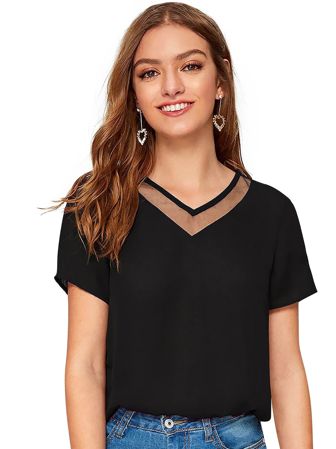 

BAESD V-Neck Casual Top, Black