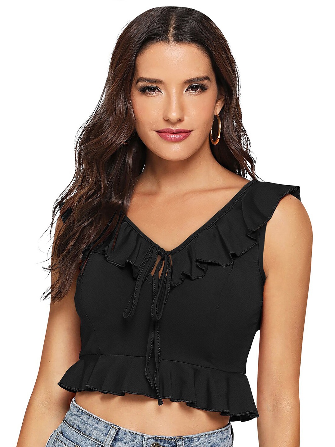 

BAESD V-Neck Crop Top, Black