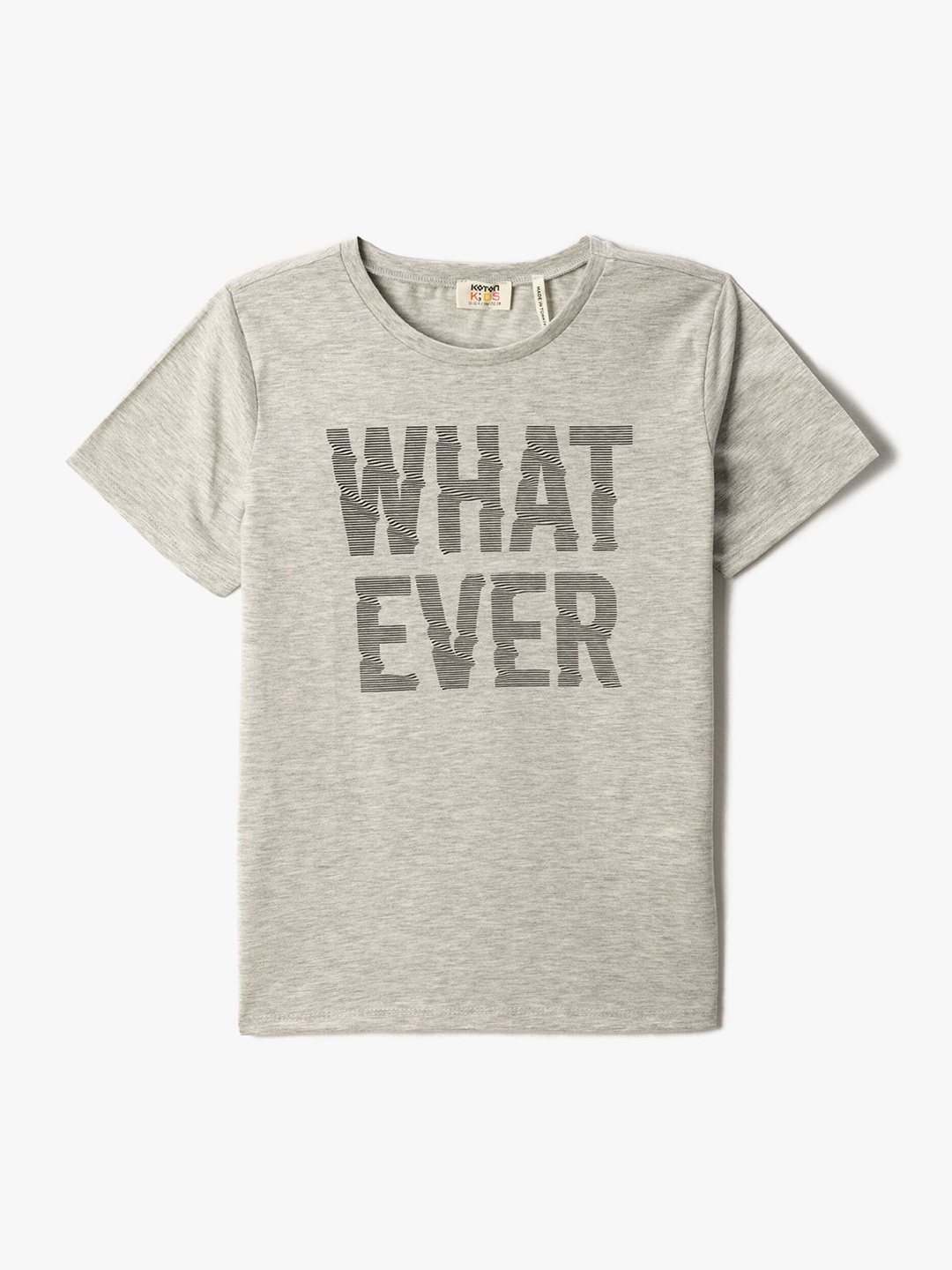 

Koton Boys Typography Printed Round Neck T-shirt, Grey