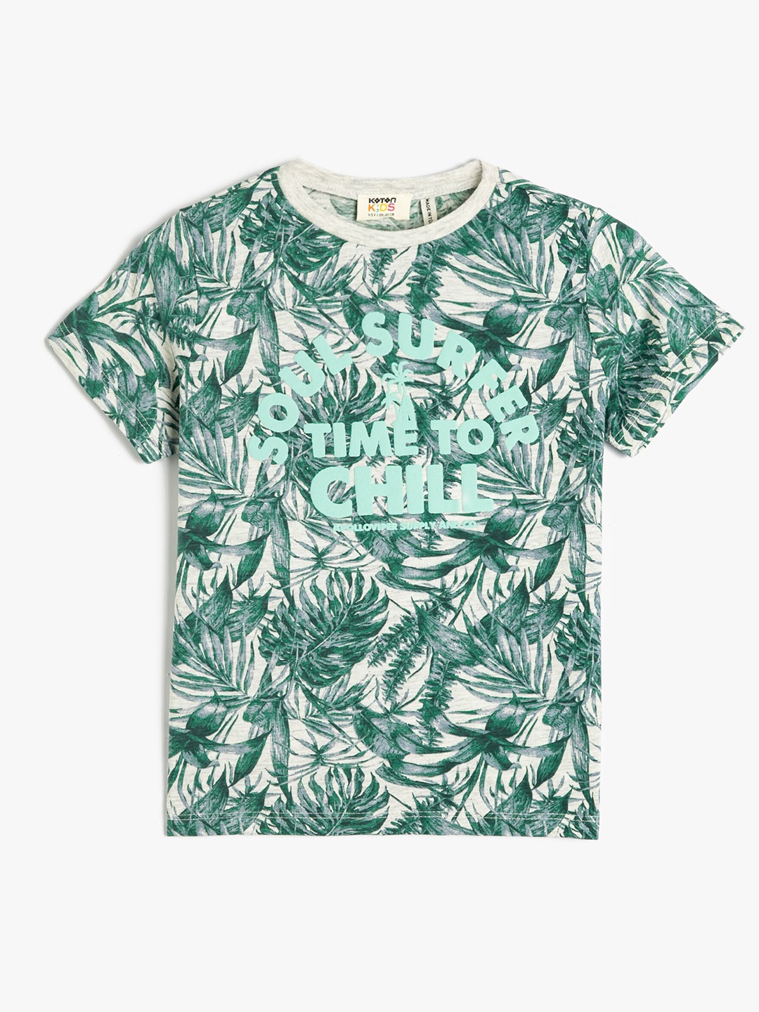 

Koton Tropical Printed Round Neck T-shirt, Green
