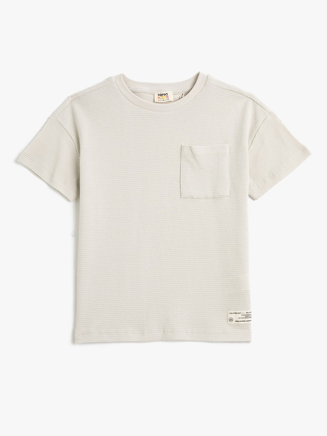 

Koton Boys Drop-Shoulder Sleeves Pockets Pure Cotton T-shirt, Off white