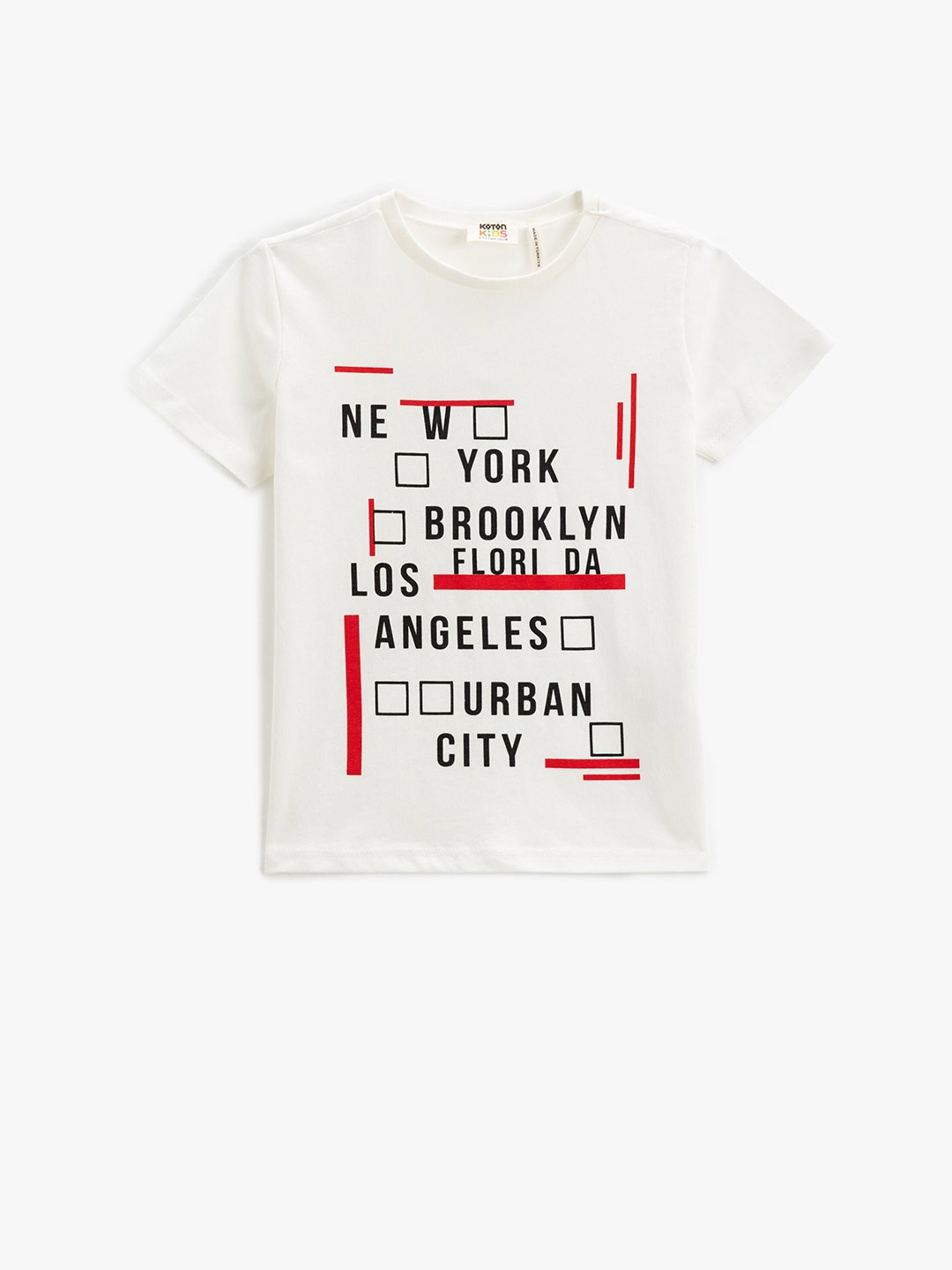 

Koton Boys Typography Printed Cotton T-shirt, Off white