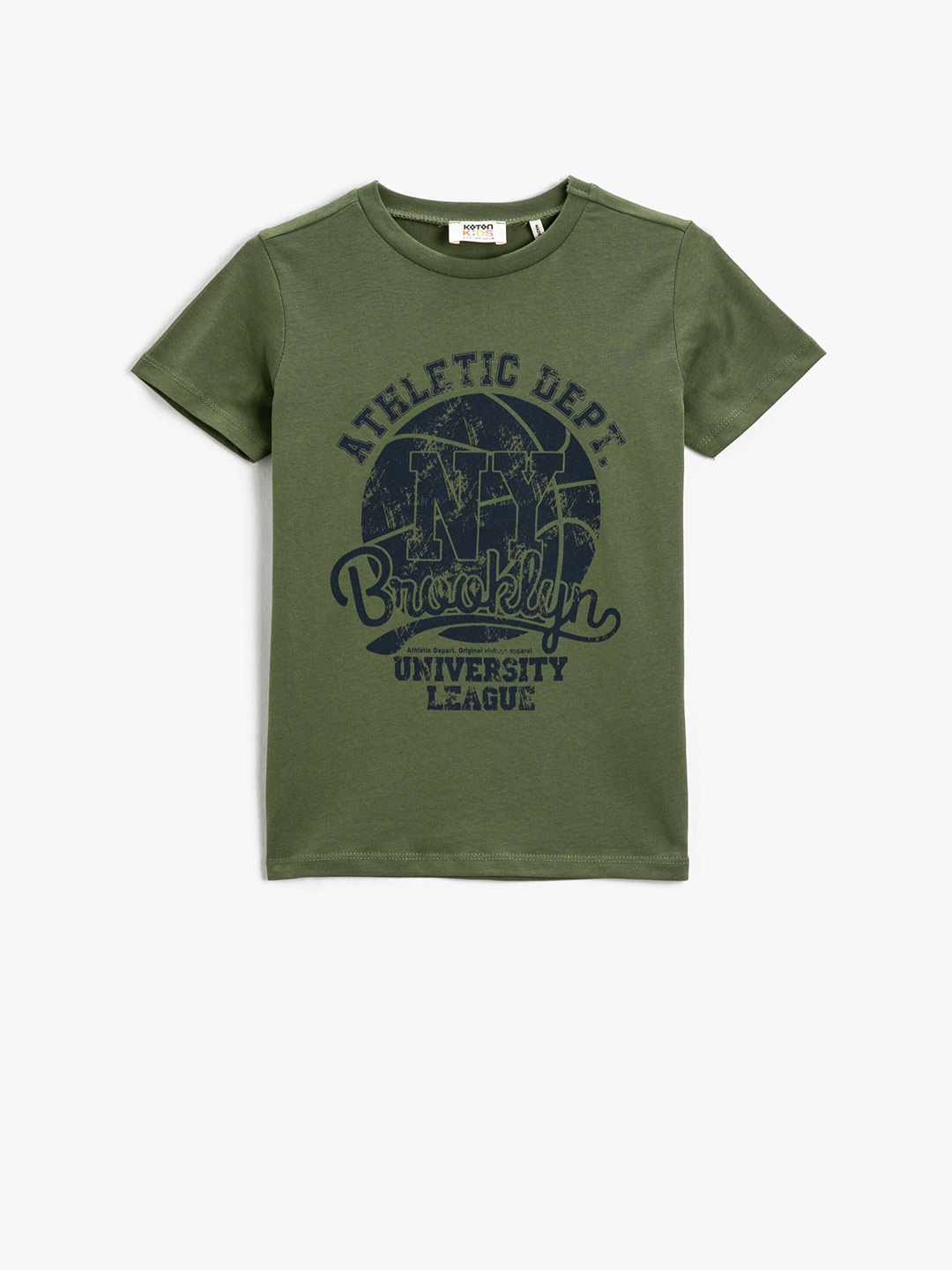 

Koton Boys Typography Printed Pure Cotton T-shirt, Khaki