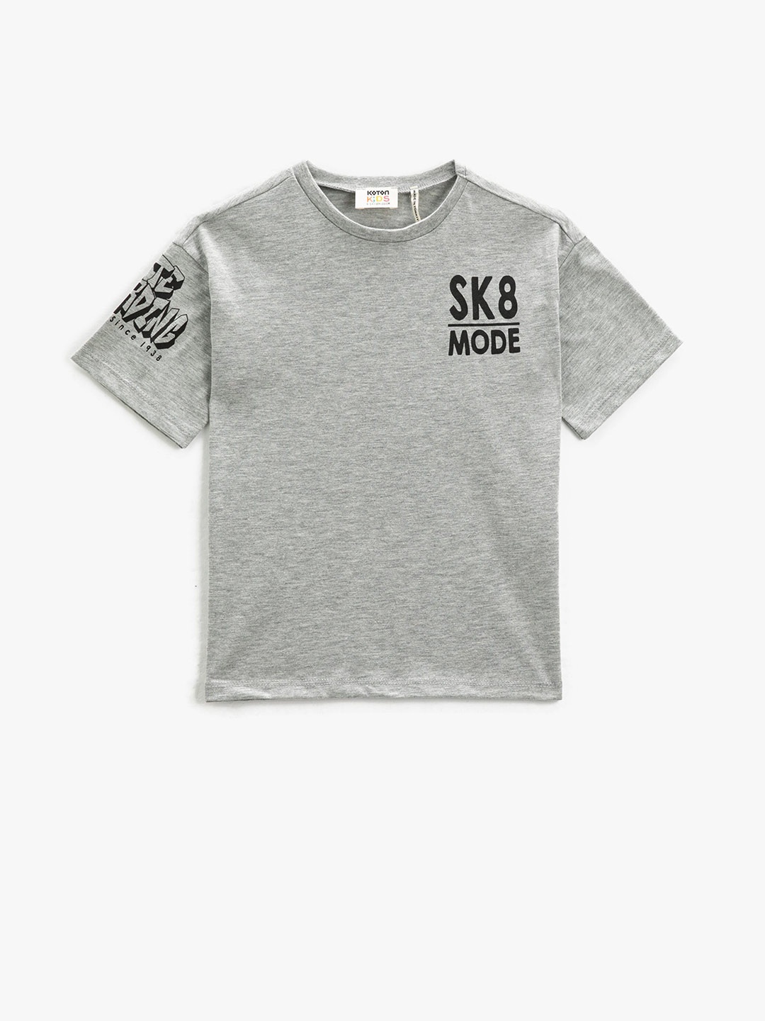 

Koton Boys Typography Printed Round Neck T-shirt, Grey