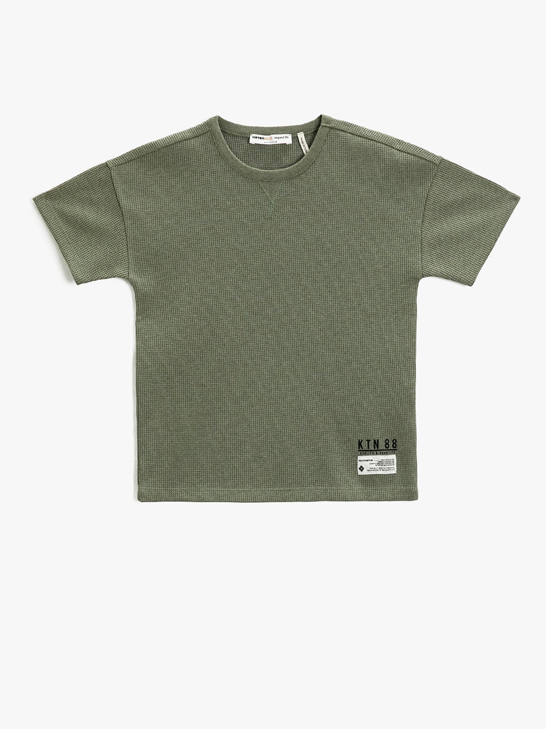 

Koton Boys Round Neck Pure Cotton T-shirt, Khaki