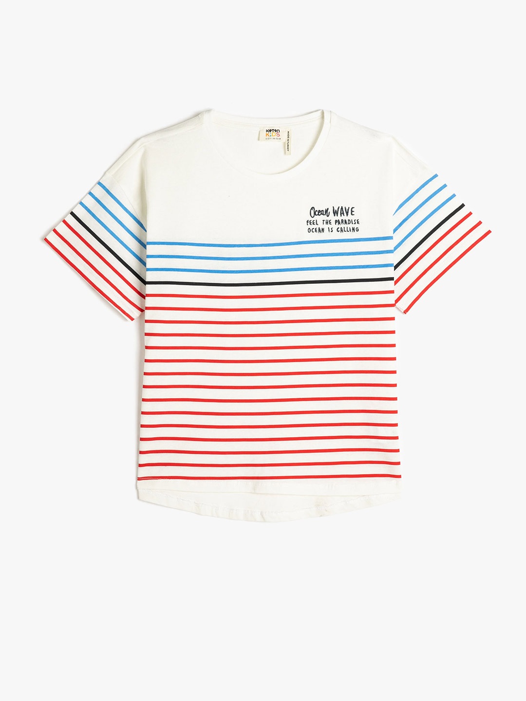 

Koton Boys Striped Round Neck Pure Cotton T-shirt, Red