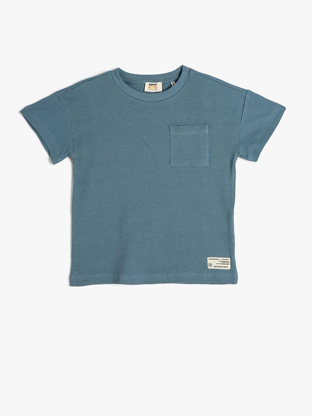 

Koton Boys Round Neck Pockets Pure Cotton T-shirt, Blue