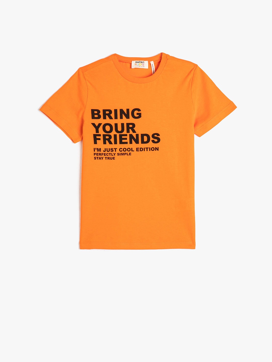 

Koton Boys Typography Printed Pure Cotton T-shirt, Orange