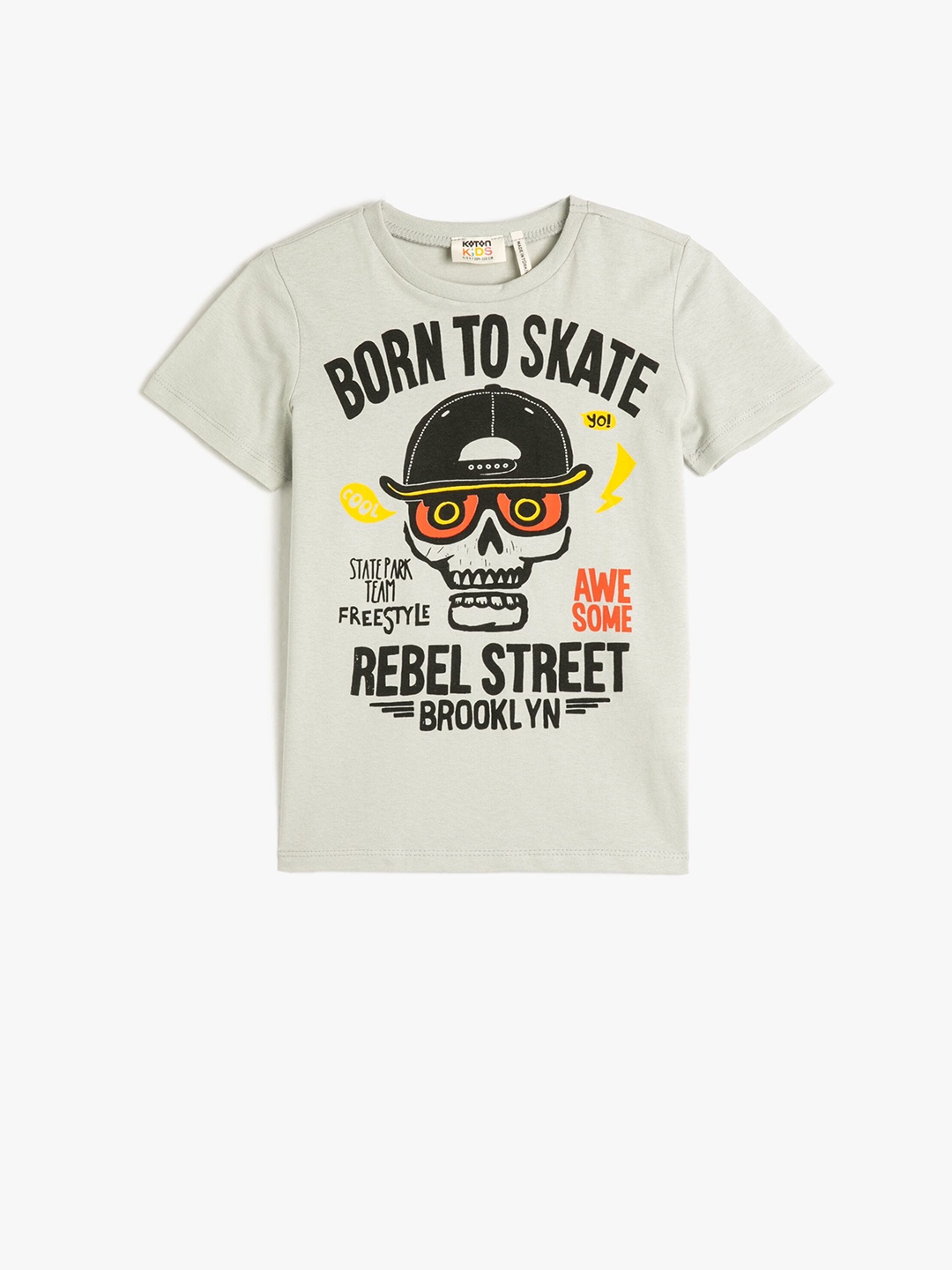 Koton Boys Typography Printed Pure Cotton T-shirt, Green
