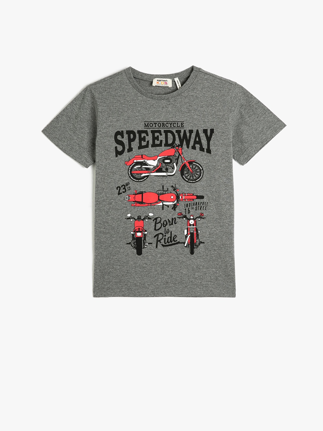 

Koton Boys Graphic Printed Pure Cotton T-shirt, Grey