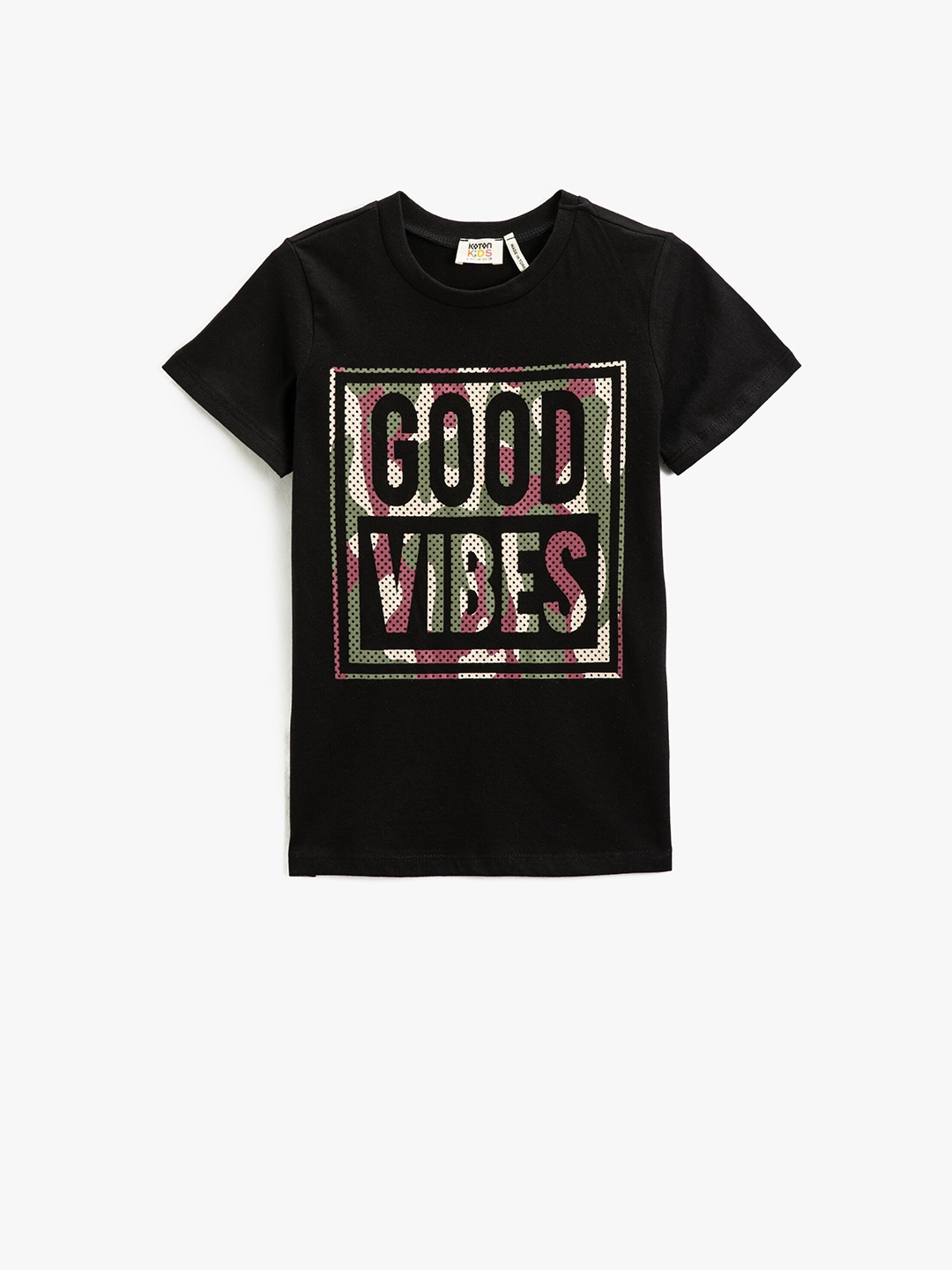 

Koton Boys Typography Printed Pure Cotton T-shirt, Black
