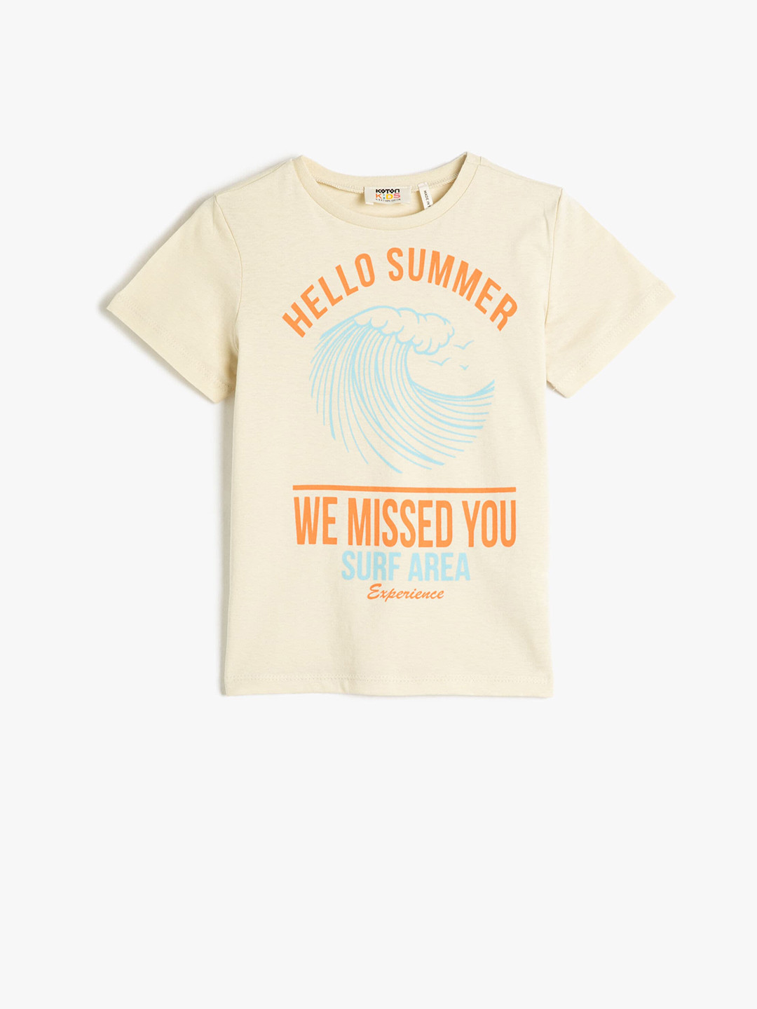 

Koton Boys Typography Printed Pure Cotton T-shirt, Beige