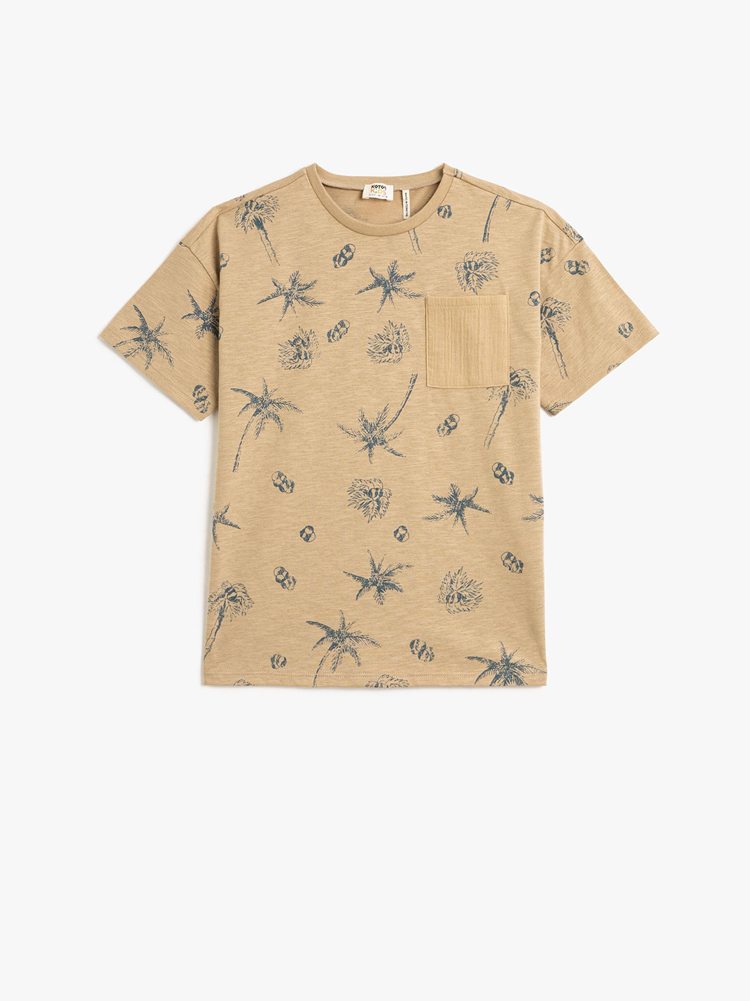 

Koton Boys Conversational Printed Pure Cotton T-shirt, Camel brown