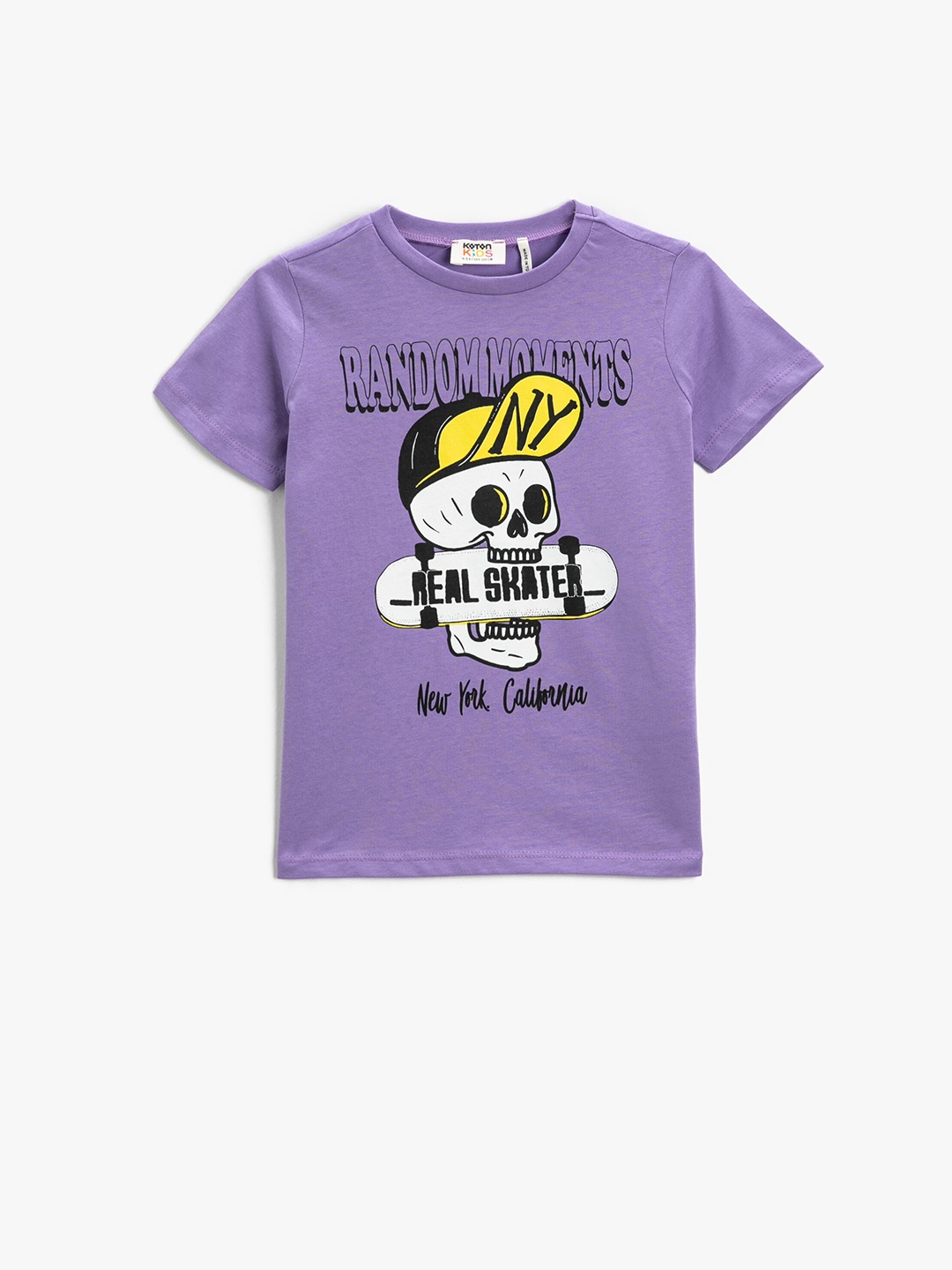 

Koton Boys Graphic Printed Round Neck Pure Cotton T-shirt, Purple