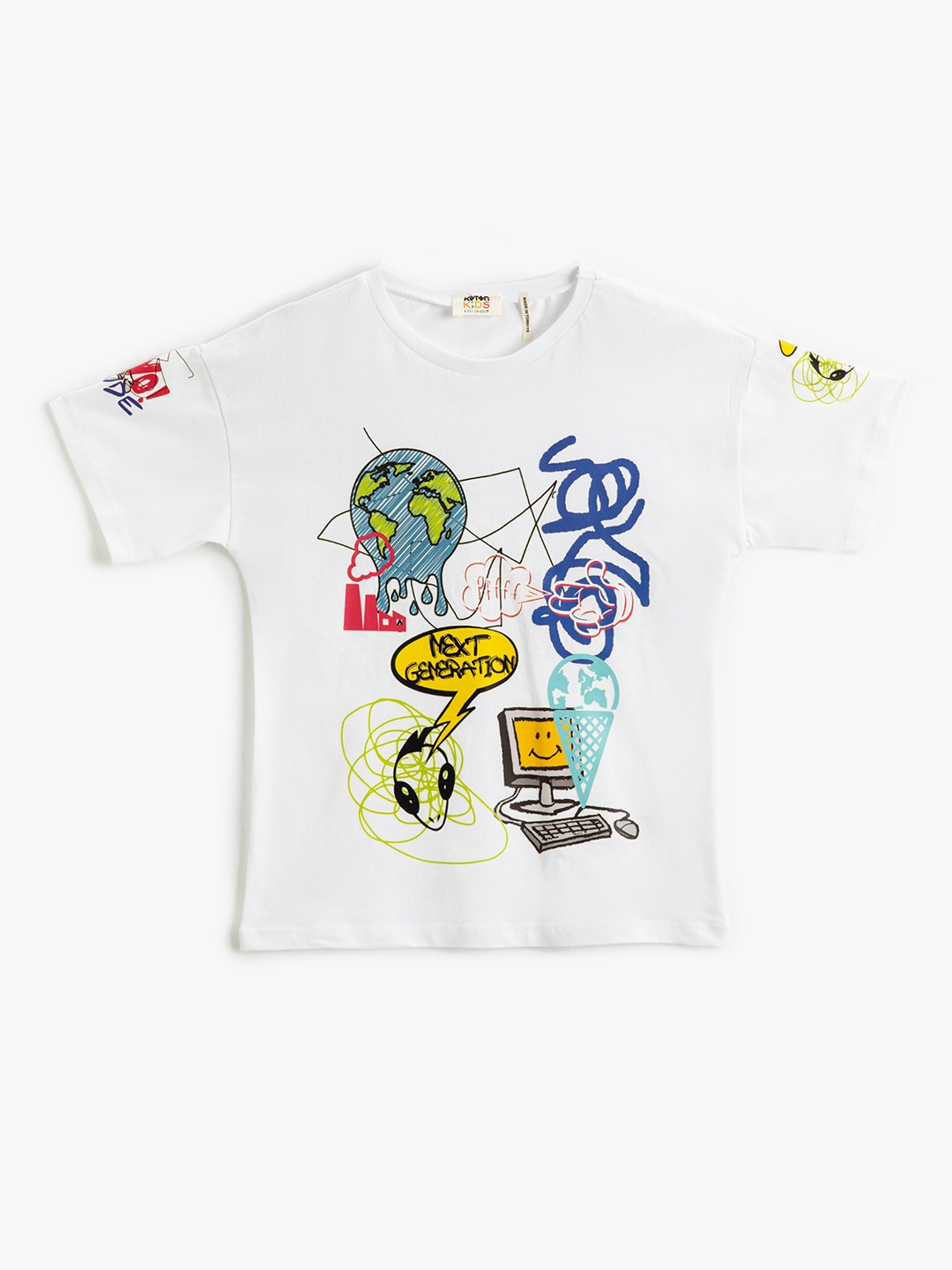 

Koton Boys Graphic Printed Round Neck Cotton Regular T-shirt, Beige