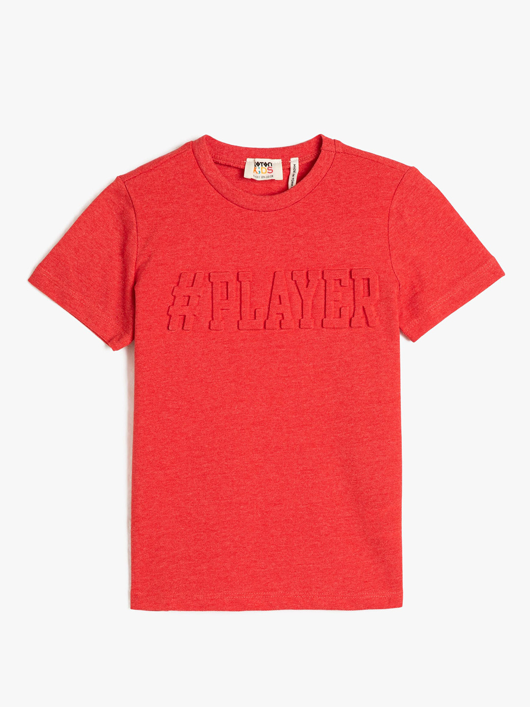 

Koton Boys Typography Printed Round Neck Regular T-shirt, Coral