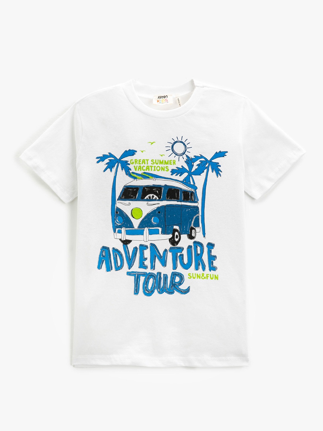 

Koton Boys Graphic Printed Round Neck Pure Cotton Regular T-shirt, White